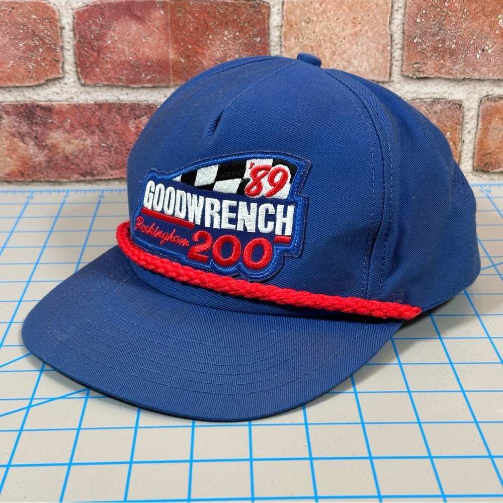 Vintage 1989 Blue Red White NASCAR Goodwrench 89 200 Rockingham Cap Hat SnapBack